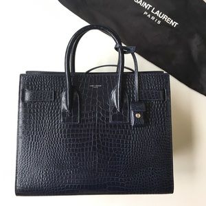 SAINT LAURENT Sac de Jour Small Navy Embossed